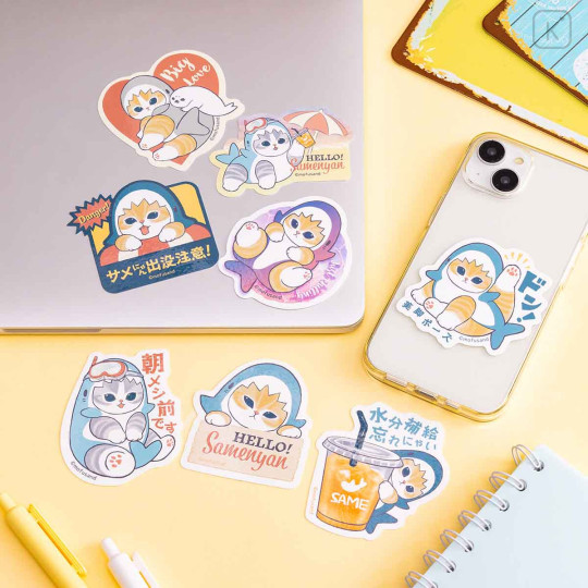 Japan Mofusand Vinyl Sticker - Shark Cat : Watch Out for Shark Meow - 2