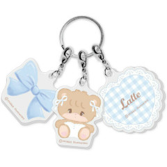 Japan Mikko Illustrations Acrylic Keychain 3 Charm - Latte Ribbon