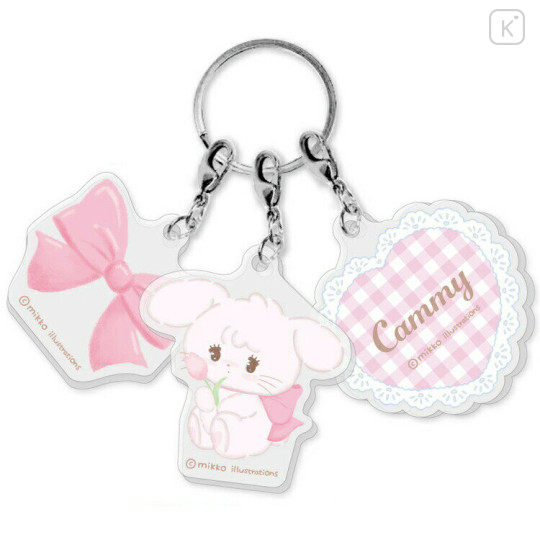 Japan Mikko Illustrations Acrylic Keychain 3 Charm - Cammy Ribbon - 1