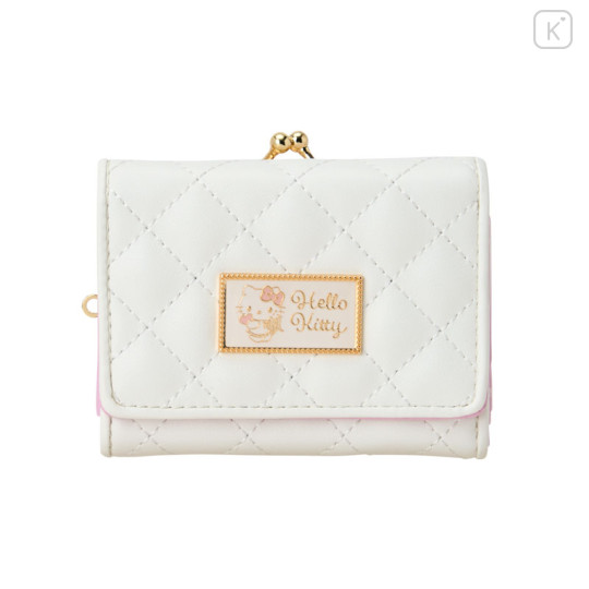Japan Sanrio Quilted Trifold Wallet - Hello Kitty : White - 1