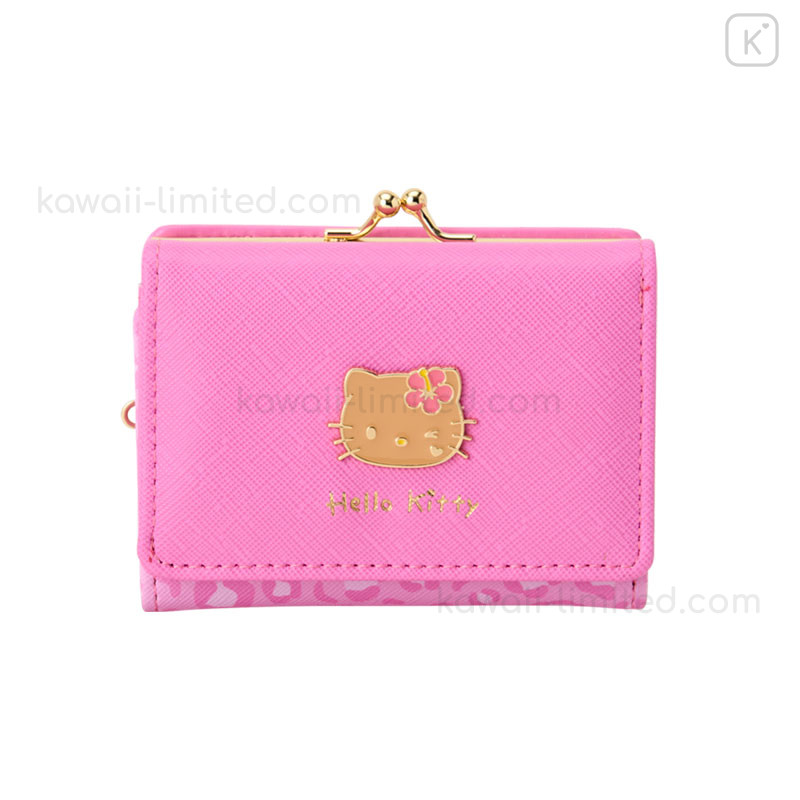 Japan Sanrio Clasp Trifold Wallet - Hello Kitty : Pink
