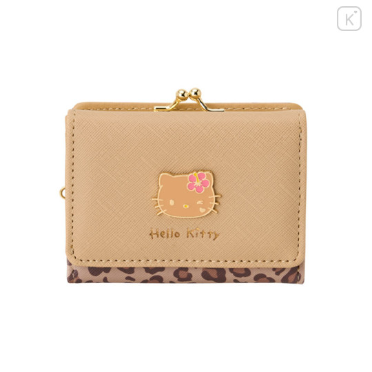 Japan Sanrio Clasp Trifold Wallet - Hello Kitty : Beige - 1