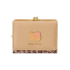 Japan Sanrio Clasp Trifold Wallet - Hello Kitty : Beige