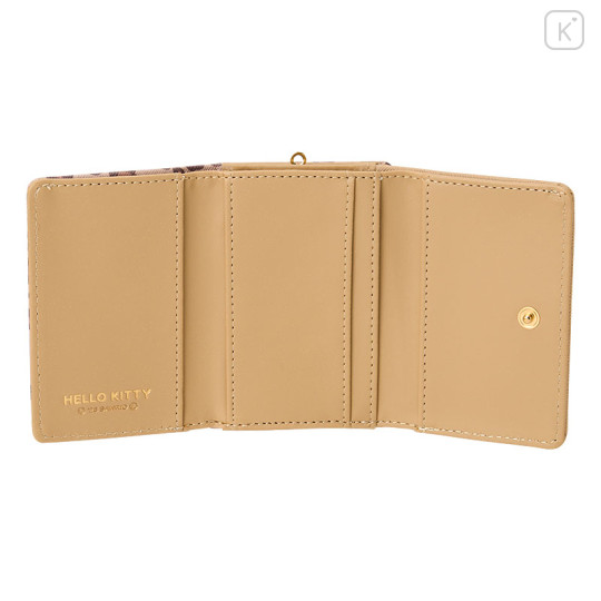 Japan Sanrio Clasp Trifold Wallet - Hello Kitty : Beige - 2