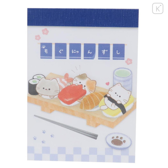 Japan Mogunyan Mini Notepad - Cat Sushi Blue - 1