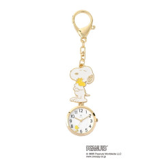 Japan Peanuts Keychain Watch - Snoopy & Woodstock : Hug