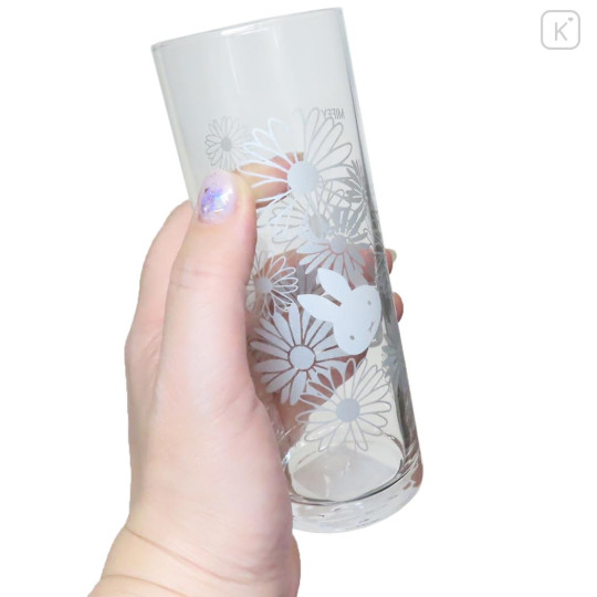 Japan Miffy Glass Tumbler - Miffy : 70th Anniversary White Flower B - 2