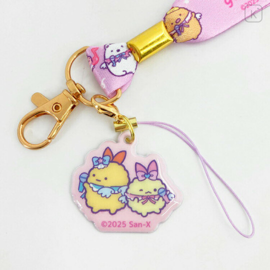 Japan San-X Neck Strap with Mascot - Sumikko Gurashi : Dreaming Idol Ebiten & Ebifurai no Shippo Fried Shrimp Tail Pink - 2