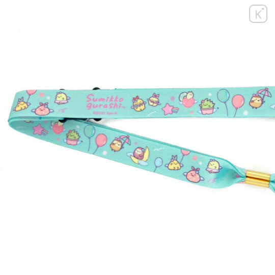 Japan San-X Neck Strap with Mascot - Sumikko Gurashi : Ebiten & Ebifurai no Shippo Fried Shrimp Tail Turquoise - 3