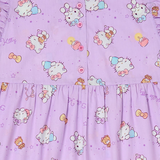 Japan Sanrio Short Sleeve Room Dress - Hello Kitty : Purple - 2