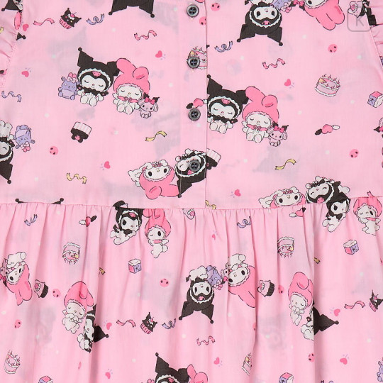 Japan Sanrio Short Sleeve Room Dress - Kuromi & My Melody : Pink - 2
