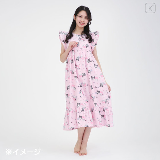 Japan Sanrio Short Sleeve Room Dress - Kuromi & My Melody : Pink - 3