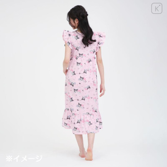 Japan Sanrio Short Sleeve Room Dress - Kuromi & My Melody : Pink - 5