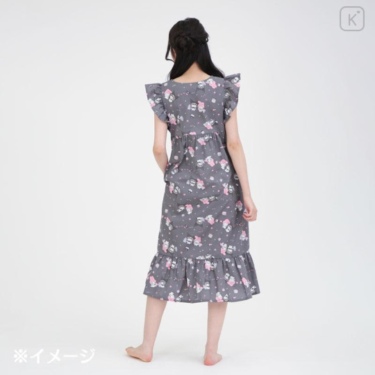 Japan Sanrio Short Sleeve Room Dress - Kuromi & My Melody : Black - 5