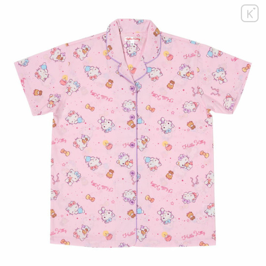 Japan Sanrio Short Sleeve Shirt Pajamas (L) - Hello Kitty : Expressions Pink - 2