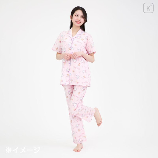 Japan Sanrio Short Sleeve Shirt Pajamas (L) - Hello Kitty : Expressions Pink - 5