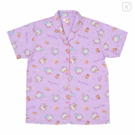 Japan Sanrio Short Sleeve Shirt Pajamas (L) - Hello Kitty : Expressions Purple - 2