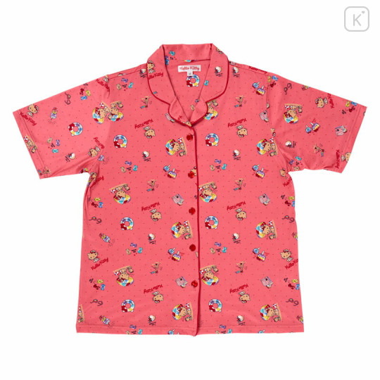 Japan Sanrio Short Sleeve Shirt Pajamas (L) - Hello Kitty : Tanned Red - 2