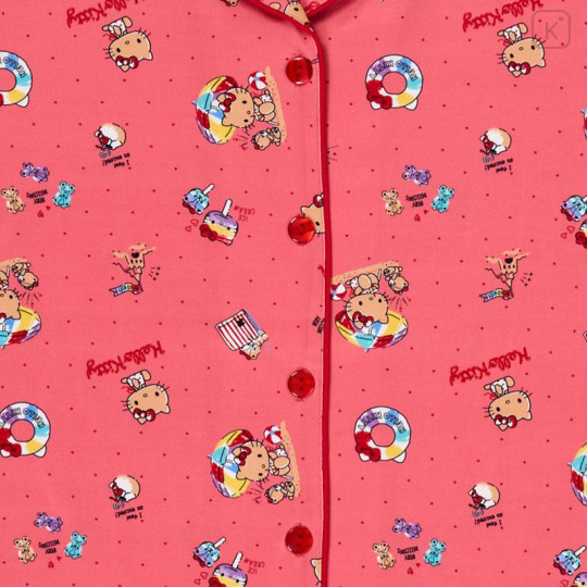 Japan Sanrio Short Sleeve Shirt Pajamas (L) - Hello Kitty : Tanned Red - 4