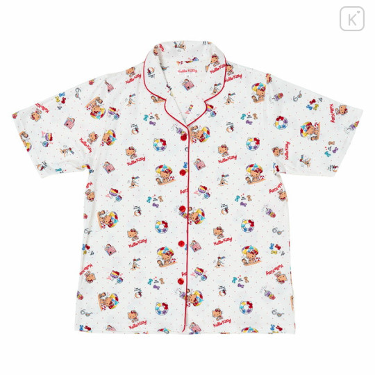 Japan Sanrio Short Sleeve Shirt Pajamas (M) - Hello Kitty : Tanned White - 2