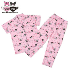 Japan Sanrio Short Sleeve Shirt Pajamas (M) - Kuromi & My Melody : Pink