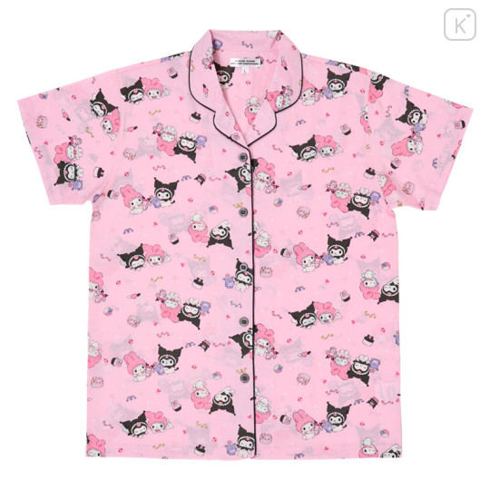 Japan Sanrio Short Sleeve Shirt Pajamas (M) - Kuromi & My Melody : Pink - 2