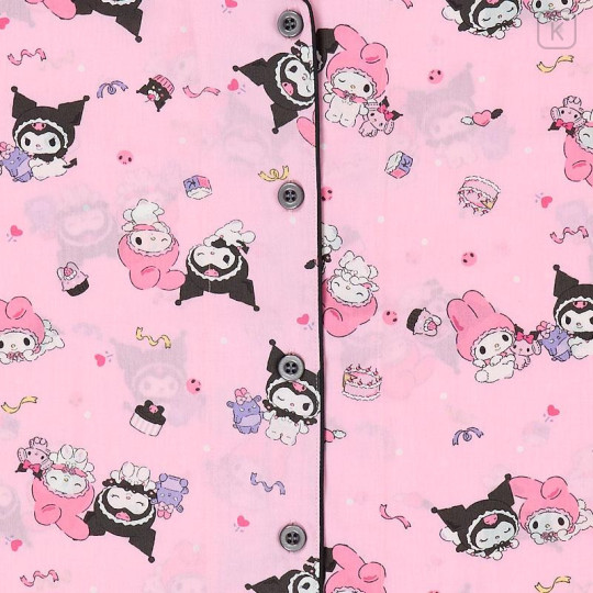Japan Sanrio Short Sleeve Shirt Pajamas (M) - Kuromi & My Melody : Pink - 4