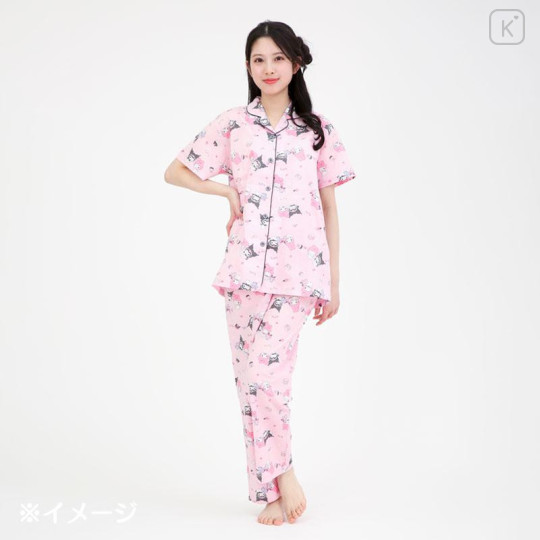 Japan Sanrio Short Sleeve Shirt Pajamas (M) - Kuromi & My Melody : Pink - 5