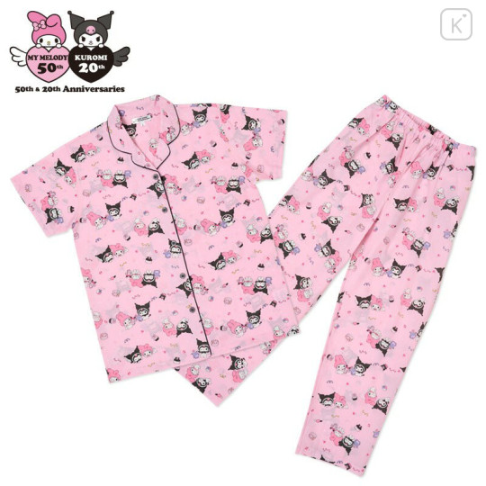Japan Sanrio Short Sleeve Shirt Pajamas (L) - Kuromi & My Melody : Pink - 1