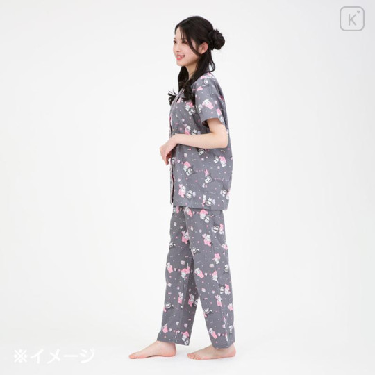 Japan Sanrio Short Sleeve Shirt Pajamas (M) - Kuromi & My Melody : Black - 6