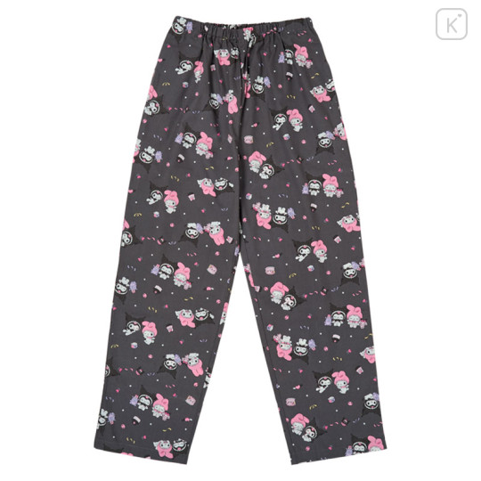 Japan Sanrio Short Sleeve Shirt Pajamas (L) - Kuromi & My Melody : Black - 3