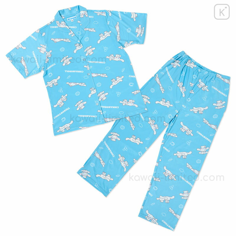 ★ SPAO★ Sanrio Characters Short Sleeve Pajamas LIGHT BLUE Japan Sanrio Short Sleeve Shirt Pajamas (L) - Cinnamoroll
