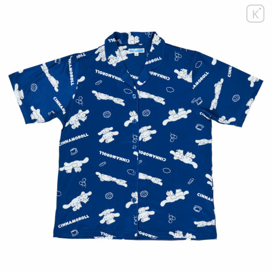 Japan Sanrio Short Sleeve Shirt Pajamas (L) - Cinnamoroll : Navy - 2