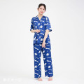 Japan Sanrio Short Sleeve Shirt Pajamas (L) - Cinnamoroll : Navy - 5