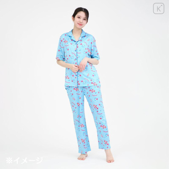 Japan Sanrio Short Sleeve Shirt Pajamas (L) - Hangyodon : Light Blue - 5