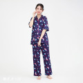 Japan Sanrio Short Sleeve Shirt Pajamas (M) - Hangyodon : Navy - 5