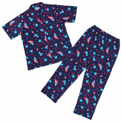 Japan Sanrio Short Sleeve Shirt Pajamas (L) - Hangyodon : Navy