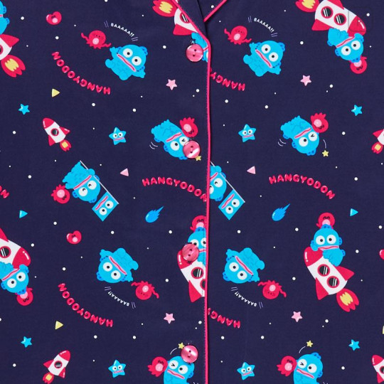 Japan Sanrio Short Sleeve Shirt Pajamas (L) - Hangyodon : Navy - 4