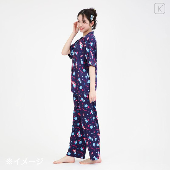 Japan Sanrio Short Sleeve Shirt Pajamas (L) - Hangyodon : Navy - 6
