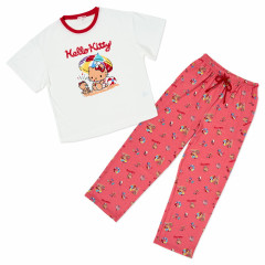 Japan Sanrio Short Sleeve T-shirt Pajamas (L) - Hello Kitty : Tanned Red