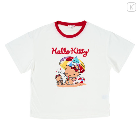 Japan Sanrio Short Sleeve T-shirt Pajamas (L) - Hello Kitty : Tanned Red - 2
