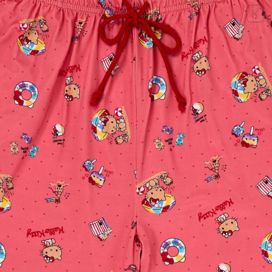 Japan Sanrio Short Sleeve T-shirt Pajamas (L) - Hello Kitty : Tanned Red - 5