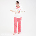Japan Sanrio Short Sleeve T-shirt Pajamas (L) - Hello Kitty : Tanned Red - 6