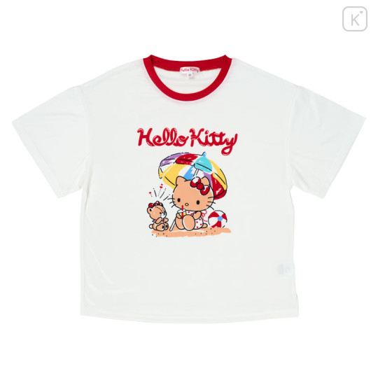 Japan Sanrio Short Sleeve T-shirt Pajamas (M) - Hello Kitty : Tanned White - 2