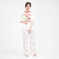Japan Sanrio Short Sleeve T-shirt Pajamas (M) - Hello Kitty : Tanned White - 6