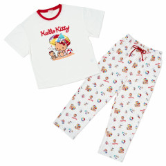 Japan Sanrio Short Sleeve T-shirt Pajamas (L) - Hello Kitty : Tanned White
