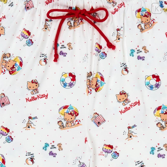 Japan Sanrio Short Sleeve T-shirt Pajamas (L) - Hello Kitty : Tanned White - 5