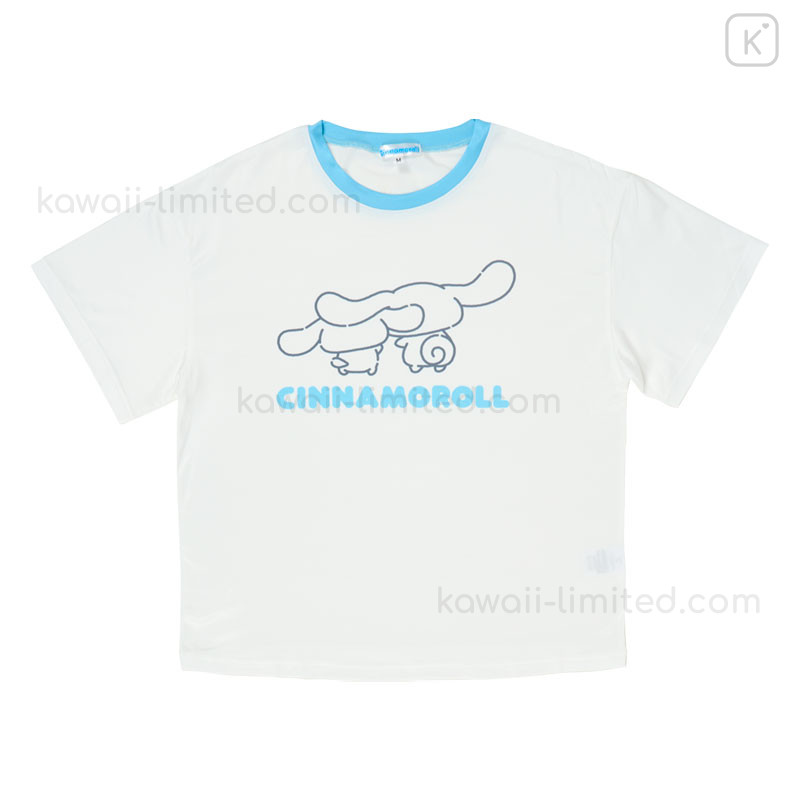 ★SPAO★ Sanrio Characters Short Sleeve Pajamas LIGHT BLUE Japan Sanrio Short Sleeve T-shirt Pajamas (L) - Cinnamoroll