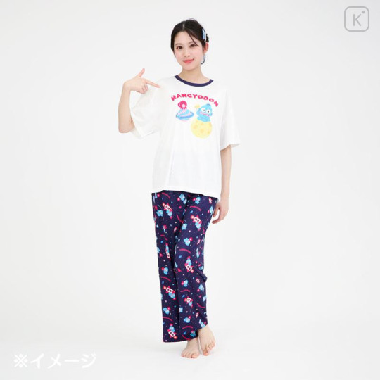 Japan Sanrio Short Sleeve T-shirt Pajamas (M) - Hangyodon : Navy - 6