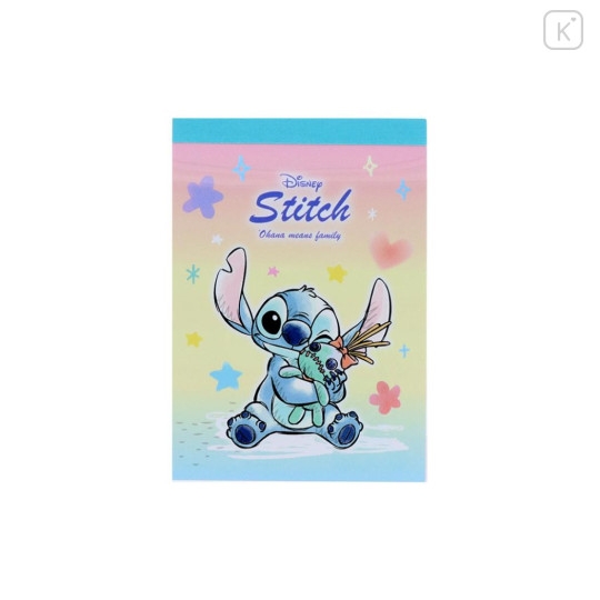 Japan Disney Mini Notepad - Scrump & Stitch : Watercolor Hug - 1